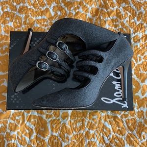 Gray Fabric Sam Edelman Buckle Pointed Toe Pumps